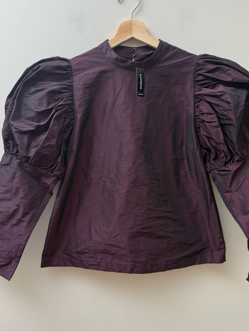 Express Puff Sleeve Crew Top in Plum